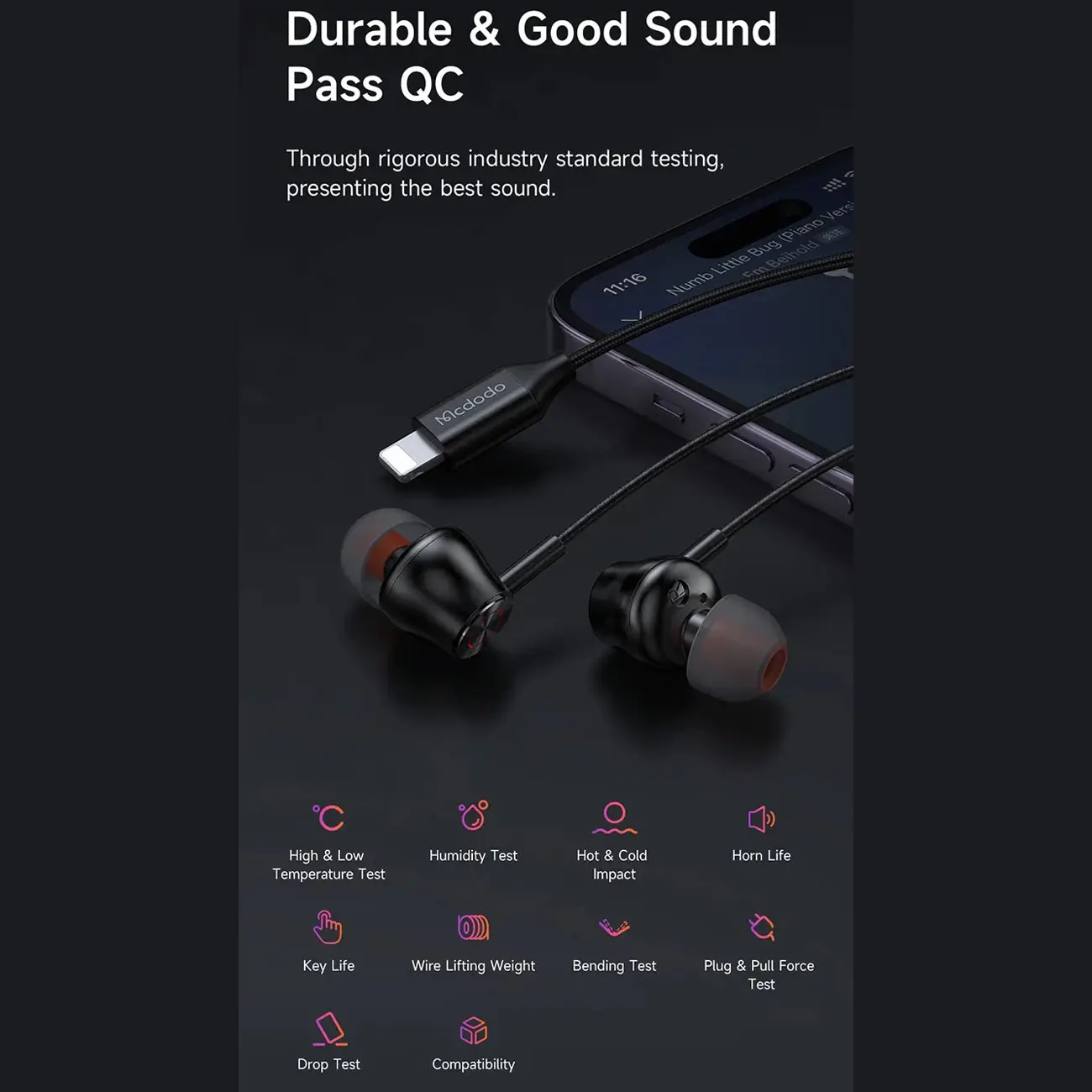 هندزفری لایتنینگ مک دودو HP-348 Mcdodo Earphone for Lightning  - Thumbnail 2