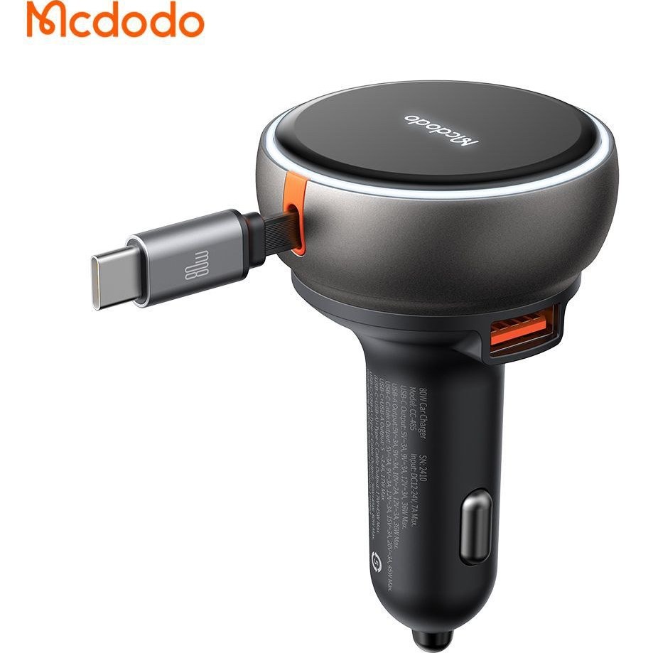 شارژر فندکی مک دودو مدل CC-4850 ظرفیت ۸۰ وات با کابل تایپ سی