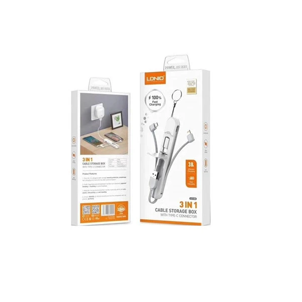 کابل تبدیل USB به USB-C/MicroUSB/لایتنینگ الدینیو مدل LC-130 طول 0.2 متر - Thumbnail 1